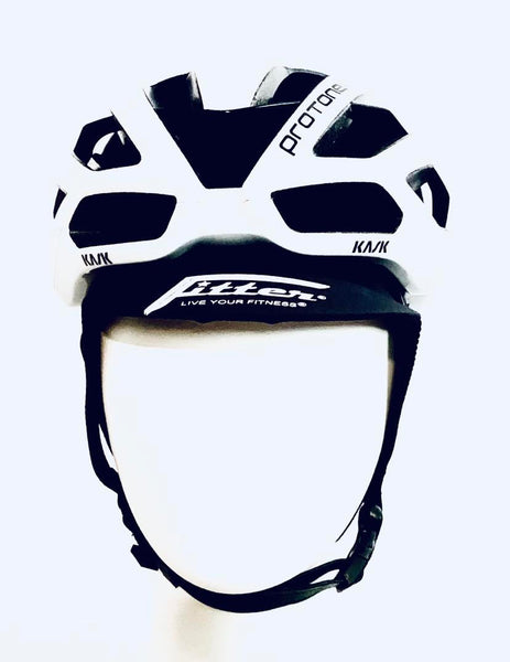 A black cycling cap with the FiTTER logo on the front sun visor and sides, designed to cover ears and neck.