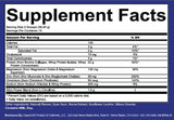 Supplement facts label with detailed nutritional information on a white background