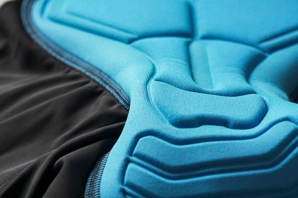 Close-up of a blue and black textured product